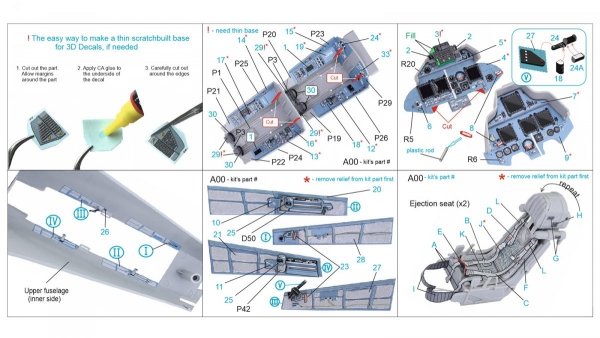 Quinta Studio QD32095 Su-30SM 3D-Printed &amp; coloured Interior on decal paper (conversion for Trumpeter Su-30MKK ) 1/32