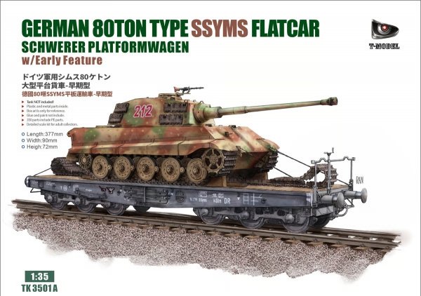 T-Model TK3501AG German 80T Type SSyms Flatcar Schwerer Platformwagen w/ Early Feature (Tank Not Included) (Gold Version) 1/35