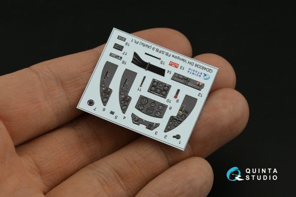 Quinta Studio QD48338 DH Vampire FB.5/FB.9 3D-Printed coloured Interior on decal paper (Airfix) 1/48