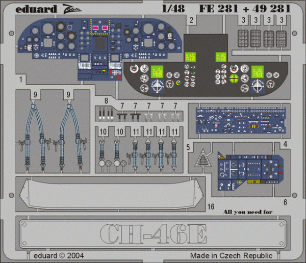 Eduard FE281 CH-46E interior ACADEMY, MRC 1/48