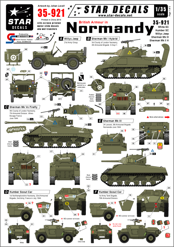Star Decals 35-921 British armour in Normandy 1/35