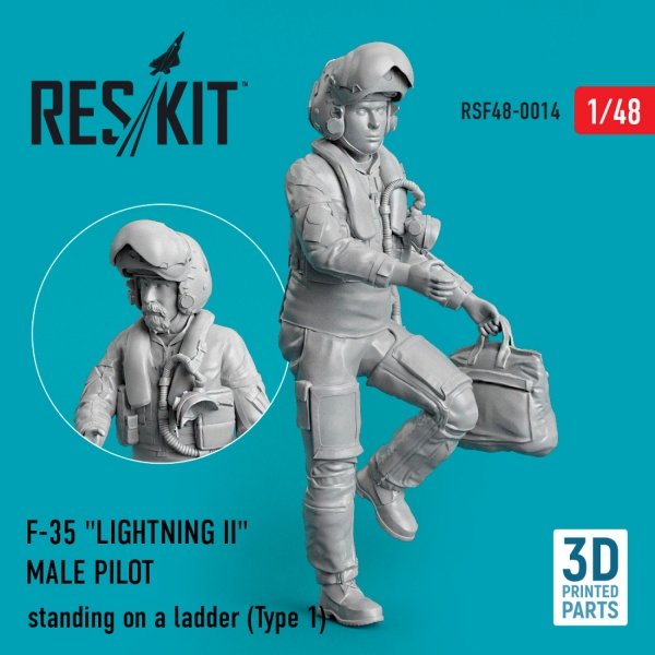RESKIT RSF48-0014 F-35 &quot;LIGHTNING II&quot; MALE PILOT STANDING ON A LADDER (TYPE 1) 1/48