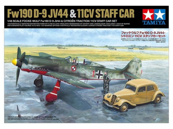 Tamiya 25213 Focke-Wulf Fw190 D-9 JV44 &amp; Citroen 11CV Staff Car Set 1/48