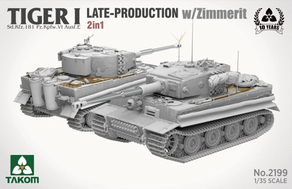 Takom 2199 Tiger I Late Production w/zimmerit Sd.Kfz. 181 Pz.Kpfw. VI Ausf. E (Late/Late Command) 1/35