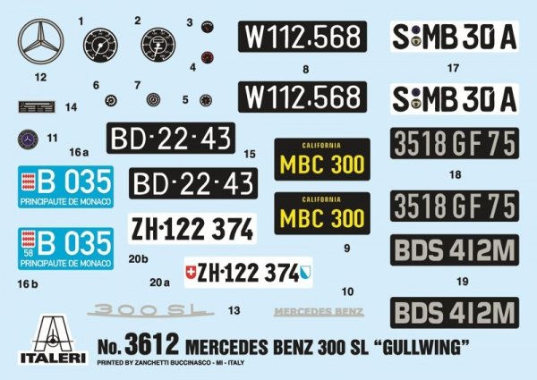 Italeri 3612 Mercedes-Benz 300SL Gullwing 1/16