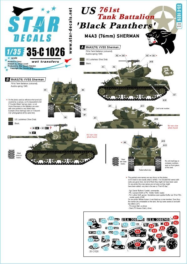 Star Decals 35-C1026 Black Panthers 1/35