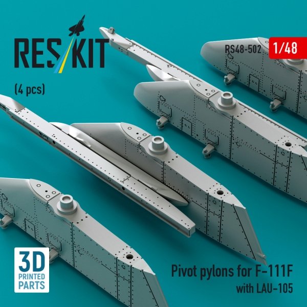 RESKIT RS48-0502 Pivot pylons for F-111F with LAU-105 (4 pcs) (3D Printed) 1/48
