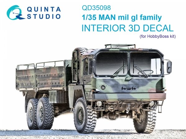 Quinta Studio QD35098 MAN mil gl family 3D-Printed &amp; coloured Interior on decal paper (Hobby Boss) 1/35
