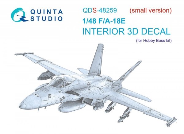 Quinta Studio QDS48259 F/A-18E 3D-Printed &amp; coloured Interior on decal paper (HobbyBoss) (small version) 1/48