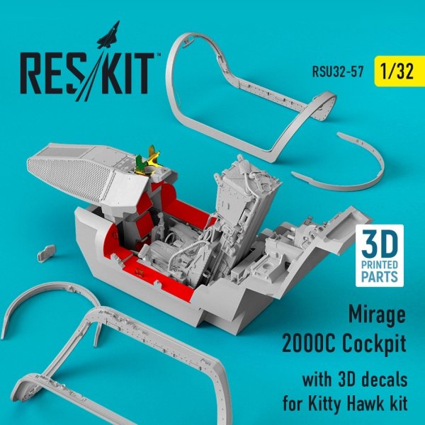 RESKIT RSU32-0057 Mirage 2000C Cockpit with 3D decals for Kitty Hawk kit (1/32)
