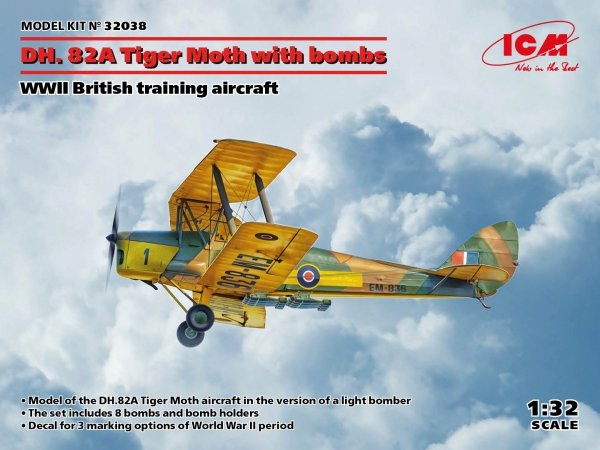 ICM 32038 DH. 82A Tiger Moth with bombs 1/32
