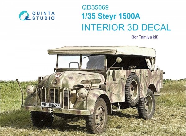 Quinta Studio QD35069 Steyr 1500A 3D-Printed &amp; coloured Interior on decal paper (Tamiya) 1/35