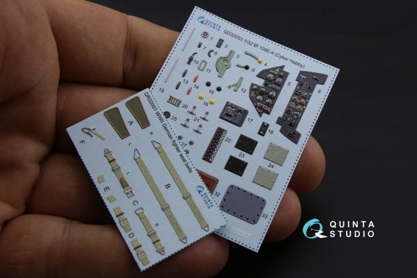 Quinta Studio QD32053 Bf 109E-4 3D-Printed &amp; coloured Interior on decal paper (for Cyber-hobby/Dragon kit) 1/32