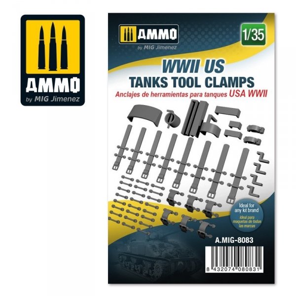 AMMO of Mig Jimenez 8083 WWII US tanks tool clamps 1/35