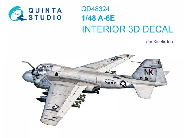 Quinta Studio QD48324 A-6E 3D-Printed coloured Interior on decal paper (Kinetic) 1/48