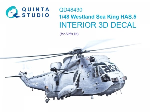 Quinta Studio QD48430 Westland Sea King HAS.5 3D-Printed &amp; coloured Interior on decal paper (Airfix) 1/48