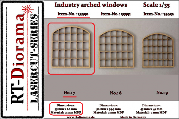 RT-Diorama 35950 Industry arched windows No.: 7 (3 pcs) 1/35