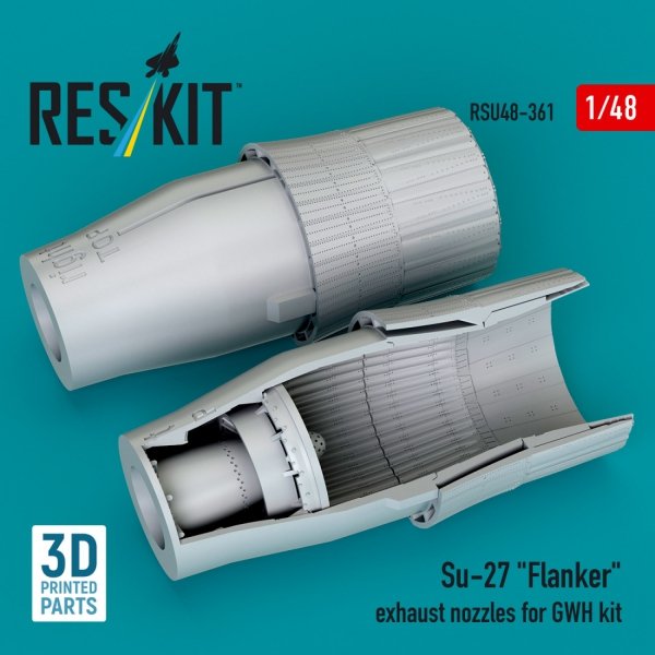 RESKIT RSU48-0361 Su-27 &quot;Flanker&quot; exhaust nozzles for GWH kit (3D Printed) (1/48)