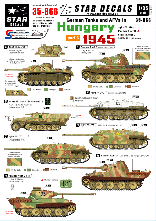 Star Decals 35-866 Hungary 1945 3 1/35