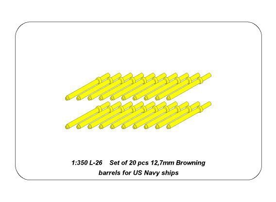 Aber 350L-26 Set of 20 pcs 12,7 mm (0.5in) Browning barrels for US Navy ships (1:350)