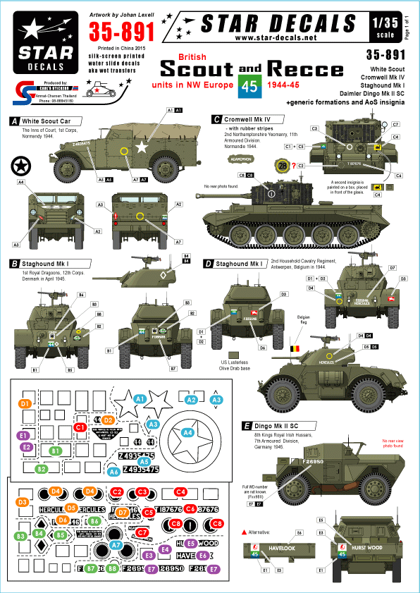 Star Decals 35-891 British Scout and Recce units 1/35