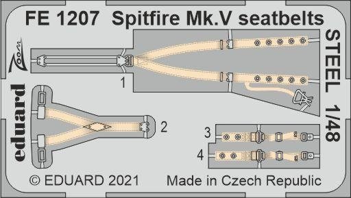 Eduard FE1207 Spitfire Mk.V seatbelts STEEL EDUARD/SPECIAL HOBBY 1/48