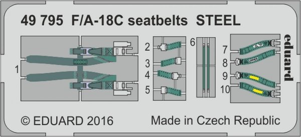 Eduard 49795 F/ A-18C seatbelts STEEL 1/48 KINETIC MODEL