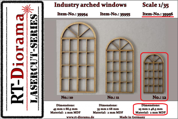 RT-Diorama 35956 Industry arched windows No.: 12 (3 pcs) 1/35