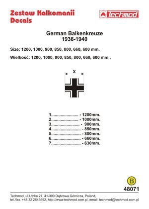 Techmod 48071 - German Luftwaffe Balkenkreuze 1936-1940 (1:48)