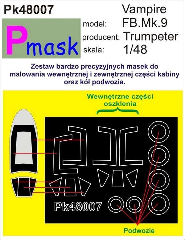 P-Mask PK48007 VAMPIRE FB. MK.9 (TRUMPETER) (1:48)