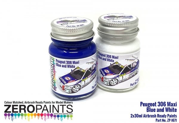 Zero Paints 1671 Peugeot 306 Maxi 1996 Rally Monte Carlo Blue/White Paint Set 2x30ml