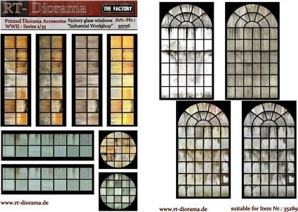 RT-Diorama 35756 Printed Accessories: Factory glass windows &quot;Industrial workshop&quot; 1/35