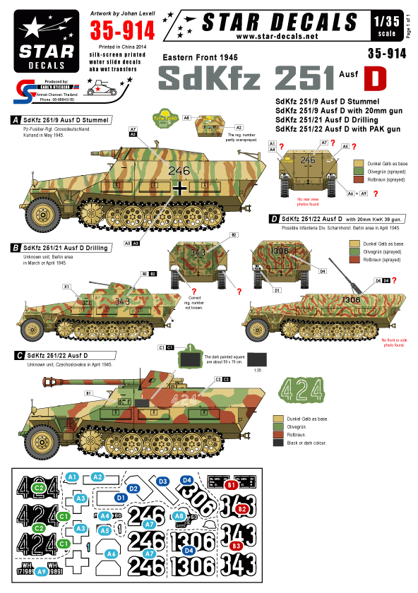 Star Decals 35-914 Eastern front Sdkfz 251 Ausf D 1/35
