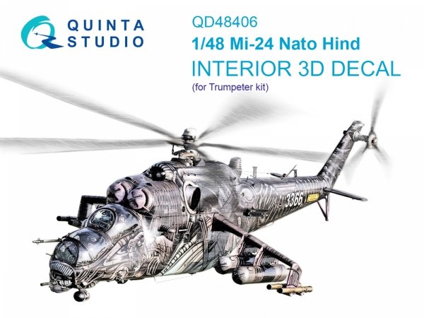 Quinta Studio QD48406 Mi-24 Nato Hind 3D-Printed &amp; coloured Interior on decal paper (Trumpeter) 1/48