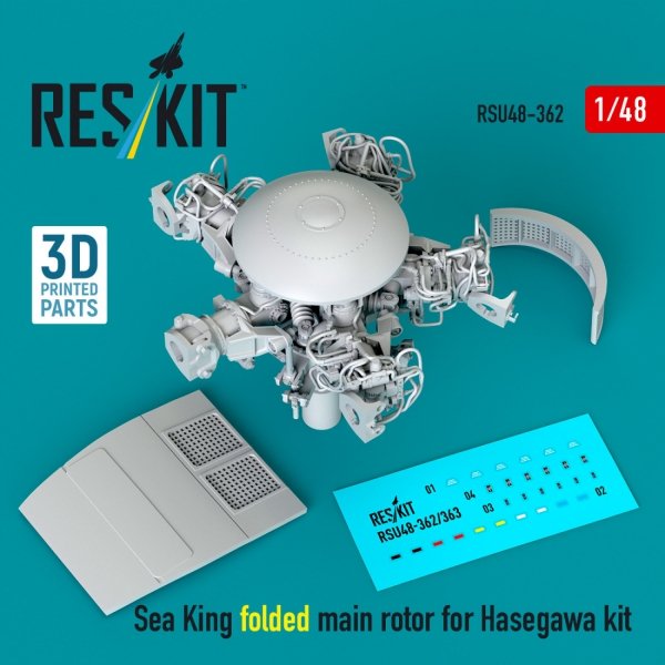 RESKIT RSU48-0362 Sea King folded main rotor for Hasegawa kit (3D Printed) (1/48)