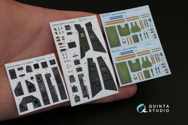 Quinta Studio QD32014 Mirage 2000B-5 (2000-5BGM Mk2) 3D-Printed &amp; coloured Interior on decal paper (for Kitty Hawk kit) 1/32