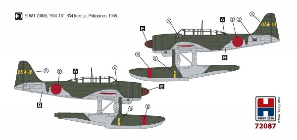 Hobby 2000 72087 Aichi E16A1 Zuiun Late ( Fujimi + CARTOGRAF + MASKI ) 1/72