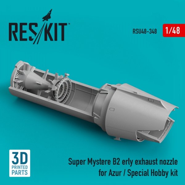 RESKIT RSU48-0348 SUPER MYSTERE B2 EARLY EXHAUST NOZZLE FOR AZUR / SPECIAL HOBBY KIT (3D PRINTED) 1/48