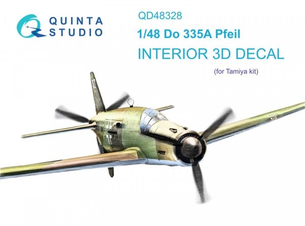 Quinta Studio QD48328 Do 335A Pfeil 3D-Printed &amp; coloured Interior on decal paper (Tamiya) 1/48