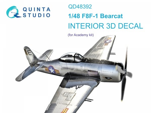 Quinta Studio QD48392 F8F-1 Bearcat 3D-Printed &amp; coloured Interior on decal paper (Academy) 1/48
