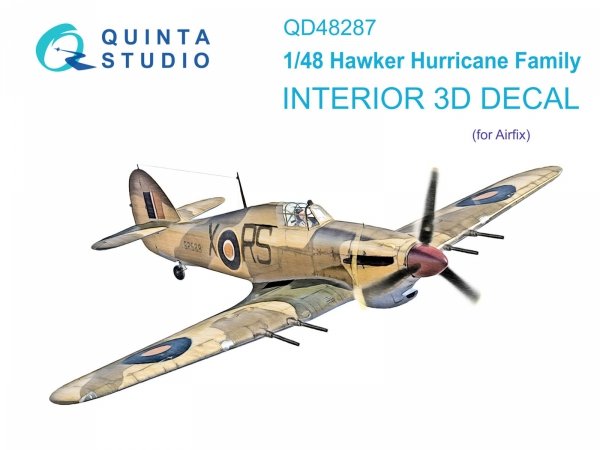 Quinta Studio QD48287 Hawker Hurricane family 3D-Printed &amp; coloured Interior on decal paper (Airfix) 1/48