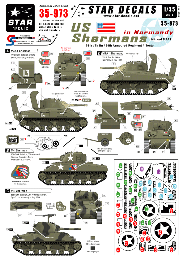 Star Decals 35-973 US Shermans in Normandy 1/35