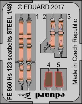 Eduard FE860 Hs 123 seatbelts STEEL GASPATCH MODELS 1/48