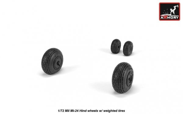 Armory Models AW72052 Mil Mi-24 Hind wheels w/ weighted tires 1/72