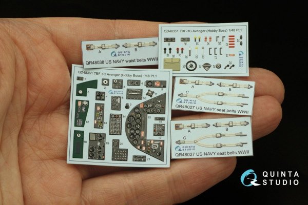 Quinta Studio QD48351 TBF-1C 3D-Printed &amp; coloured Interior on decal paper (Hobby Boss) 1/48