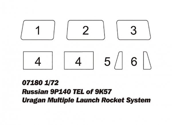 Trumpeter 07180 Russian 9P140 TEL of 9K57 Uragan Multiple Launch Rocket System 1/72