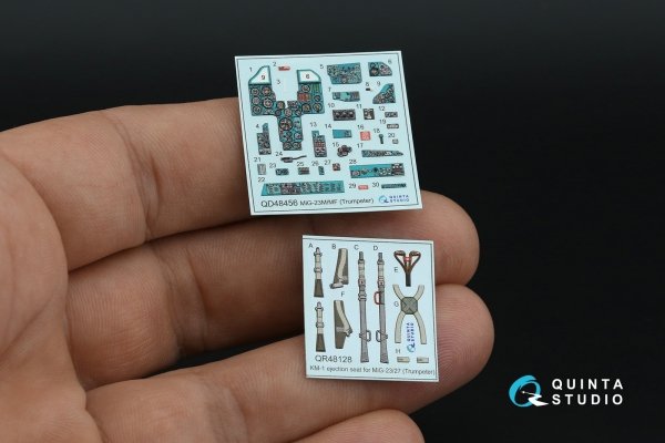 Quinta Studio QD48456 MiG-23M/MiG-23MF 3D-Printed &amp; coloured Interior on decal paper (Trumpeter) 1/48