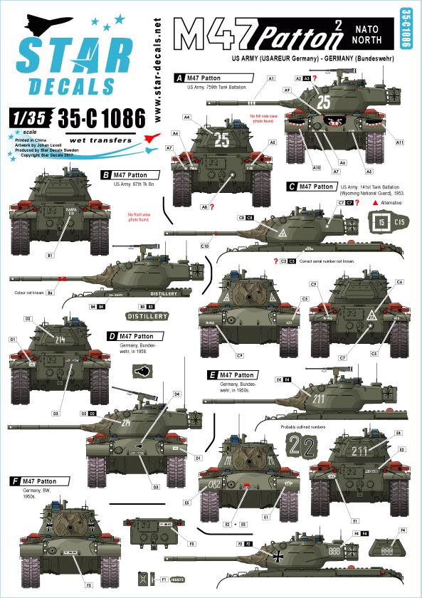 Star Decals 35-C1086 M47 Patton 2 1/35