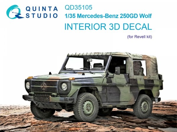 Quinta Studio QD35105 Mercedes-Benz 250GD Wolf 3D-Printed &amp; coloured Interior on decal paper (Revell) 1/35