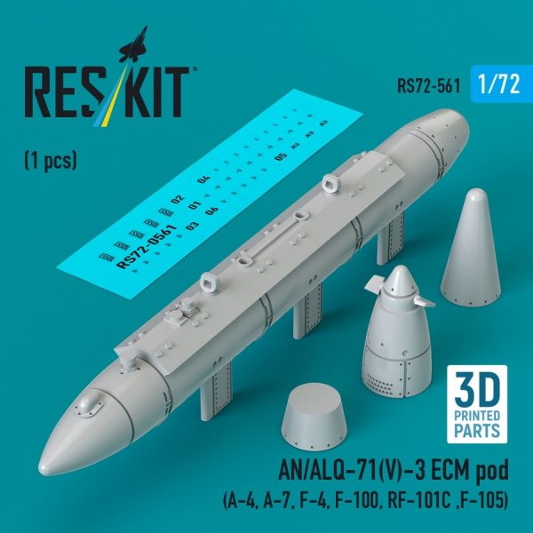 RESKIT RS72-0561 AN/ALQ-71(V)-3 ECM pod (1pcs) (3D Printed) 1/72